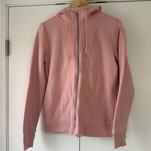 soft pink zip up scuba hoodie